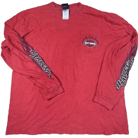 Harley-Davidson Other - Harley-Davidson Men's XL Flame Long Sleeve Tee Red Revolutionary Williamsburg VA